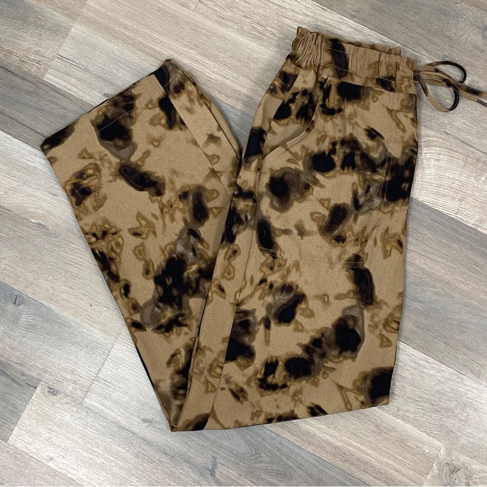 Simply Vera Tie Dye Wide Leg Pull On Pants‎ Tan Black XS